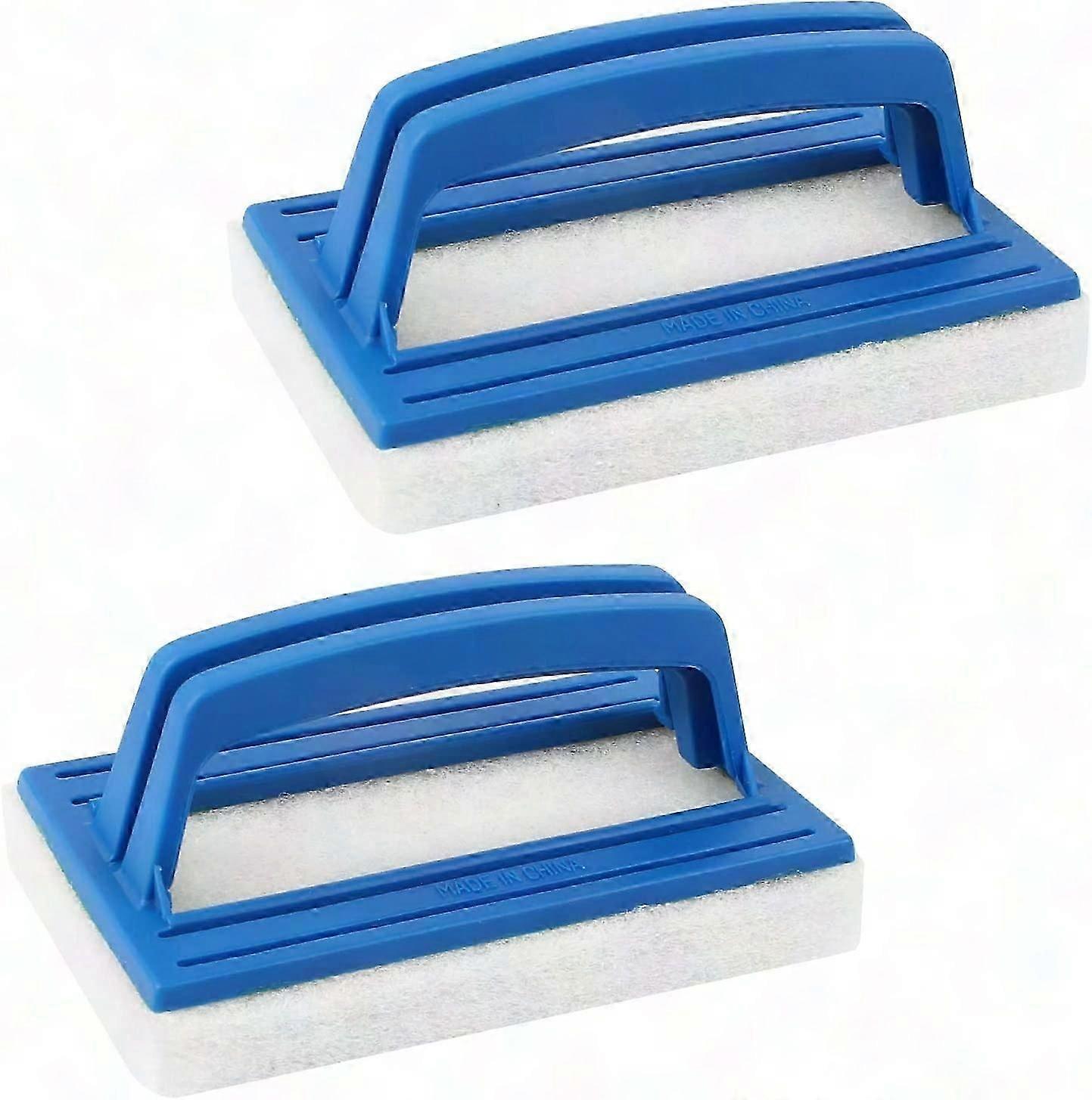 2 Pack Pool Wall Brush, Soft Sponge Hot Tub Cleaning Brush with Handle for Pools and Spas (White)