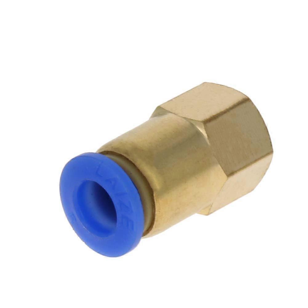 PCF601 6mm9.5mm Plastic Brass Blue Tee for Connecting Pipe Fittings Male Thread Push Lock Thread Type G 1 Piece