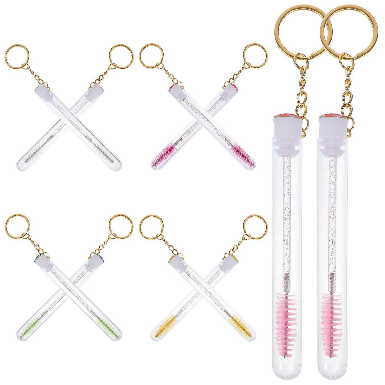 Eyelash Brush with Tube and Keychain Made of Material Assorted Color for Women Gifts 10 pcs