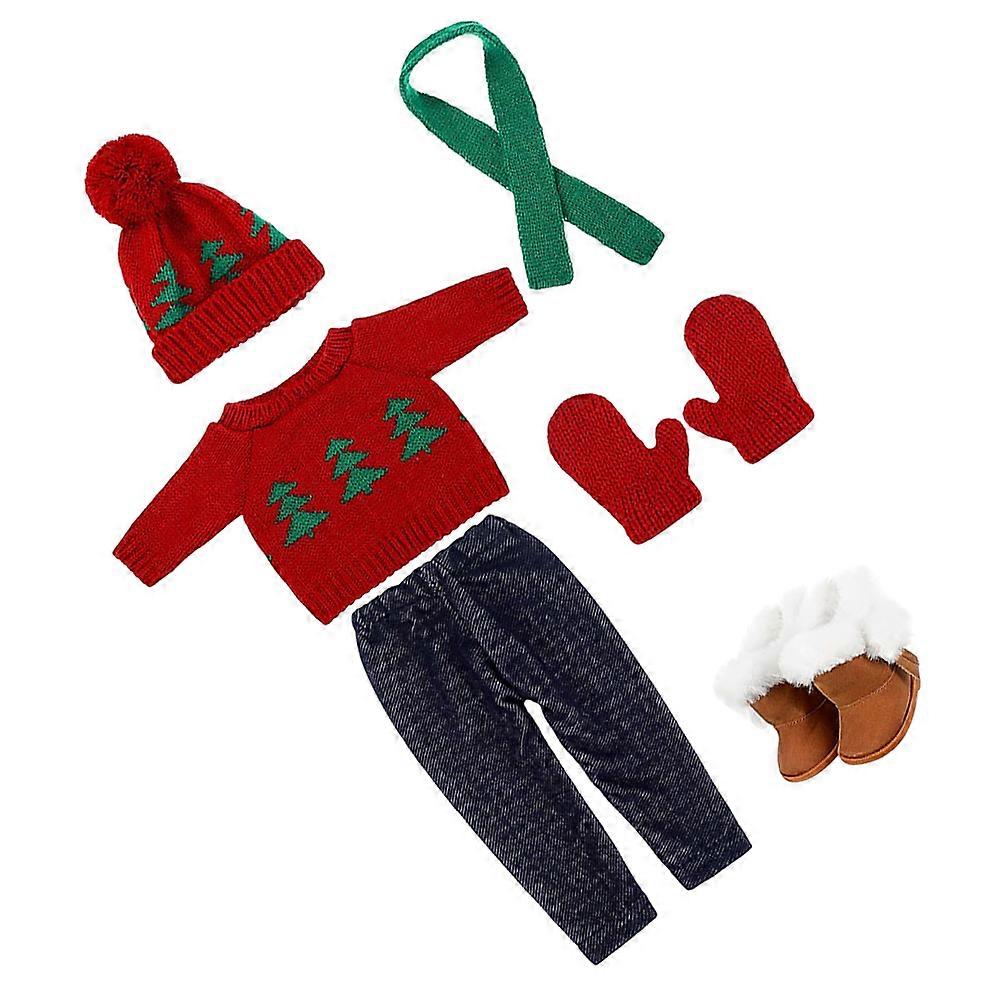 Mini Knit Hats And Scarves 1 Set Doll Christmas Outfit Charming Sweater Scarf And Hat Assorted Color Dress-up For Photography