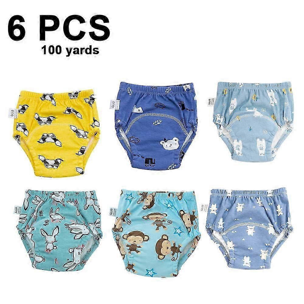6 Pack Unisex Cotton Reusable Potty Training Underwear Breathable Toddler Boys and Girls Pee Training Underpants Waterproof Training Pants