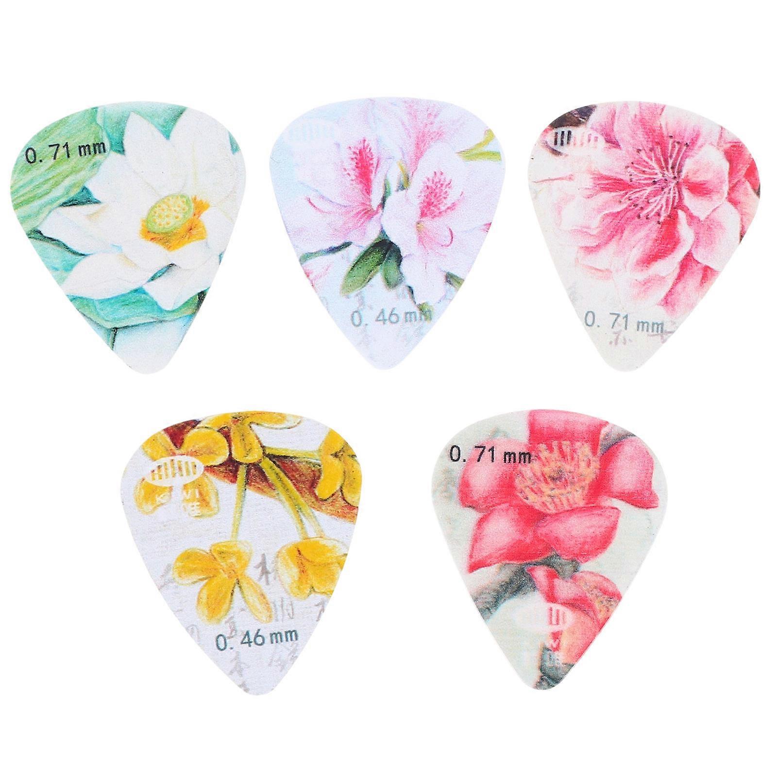 5Set Assorted Color Stylish Printed Guitar Picks Guitar Accessories Replace Old Picks Improve String Plucking Speed
