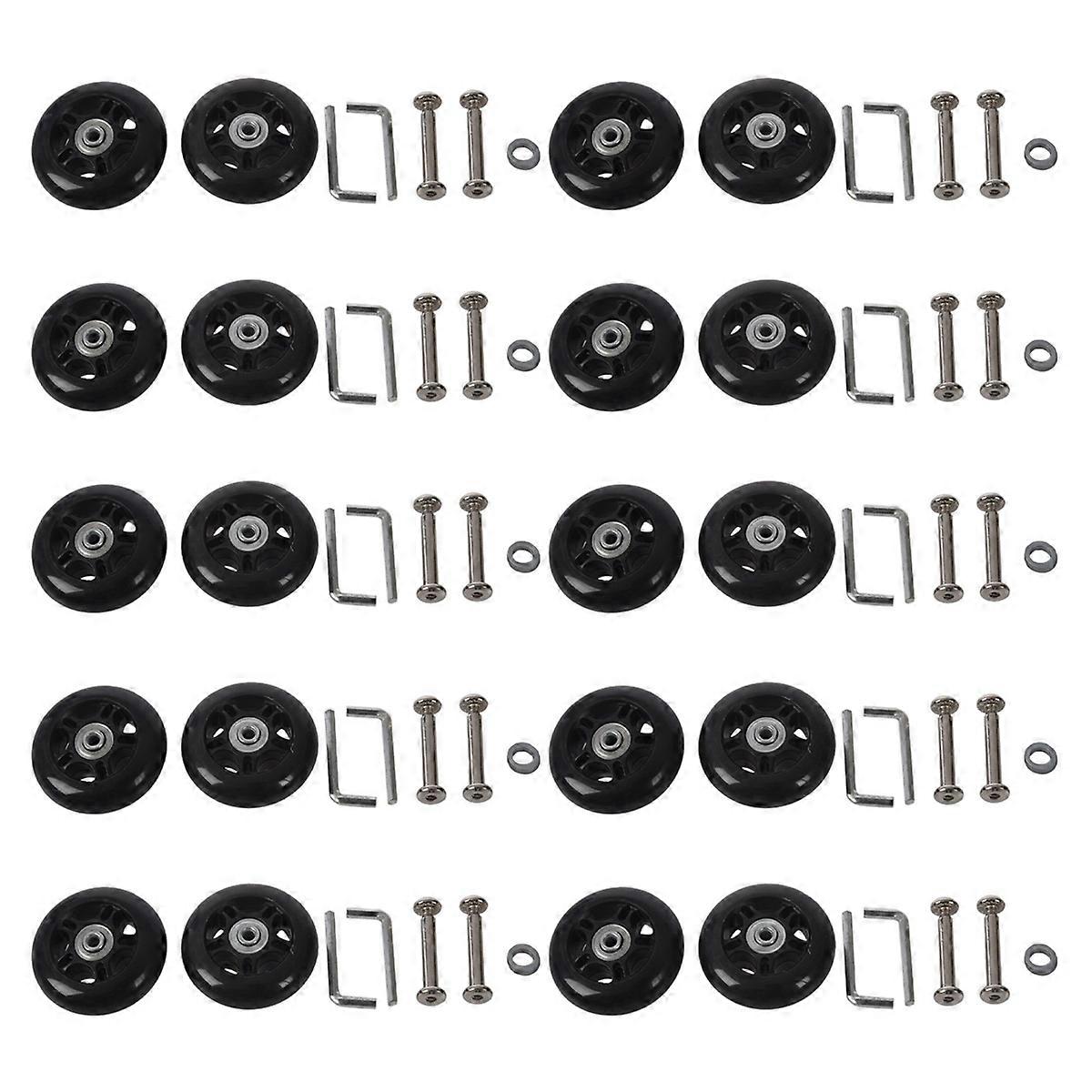 2set Luggage Suitcase / Inline Outdoor Skate Replacement Wheels Black
