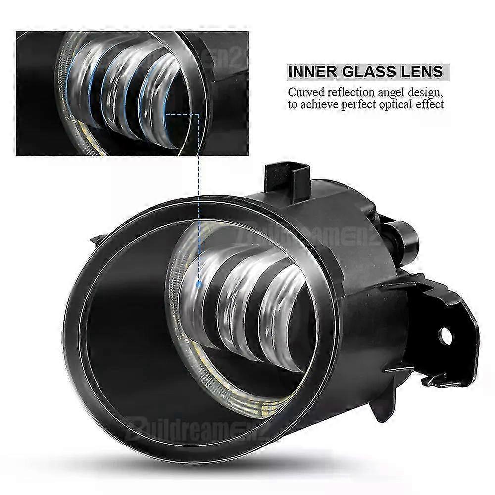 Compatible 2 Pieces Car Front Bumper Angel Eye LED Fog Light DRL Daytime Running Lamp Assembly H11 For Nissan NP300 Navara (D23) 2014-2020