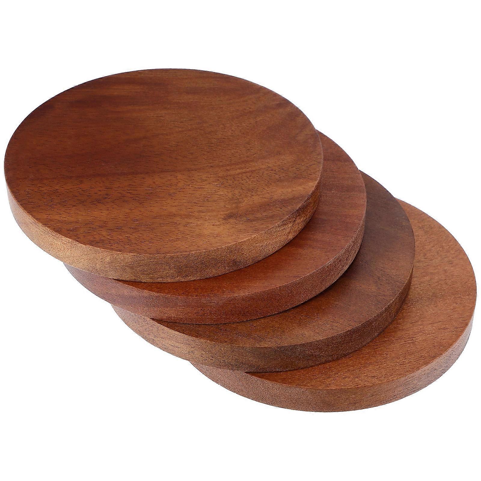 Simple Round Wood Coasters Multifunctional For Office 4Pcs