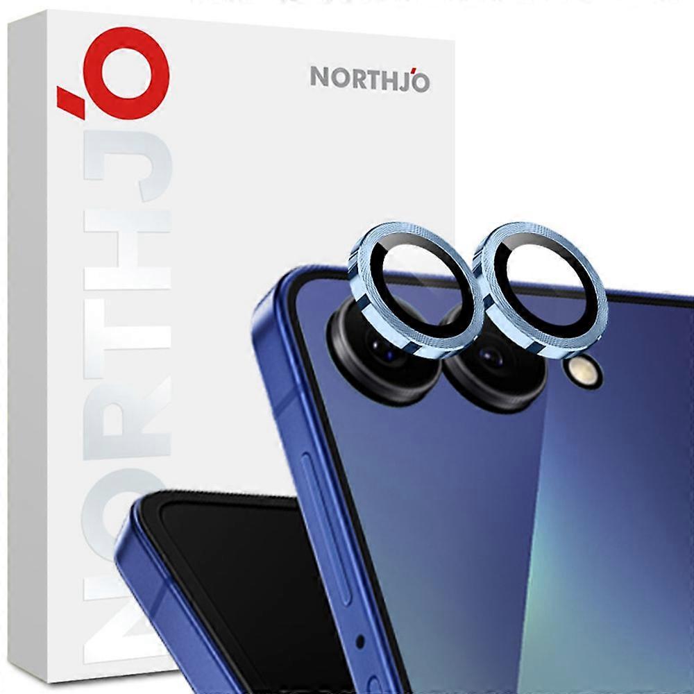 TKdaddy NORTHJO 1セットSamsung Galaxy Z Flip7 5G強化ガラスカメラレンズフィルムCD静脈メタルリングレンズガードブルー