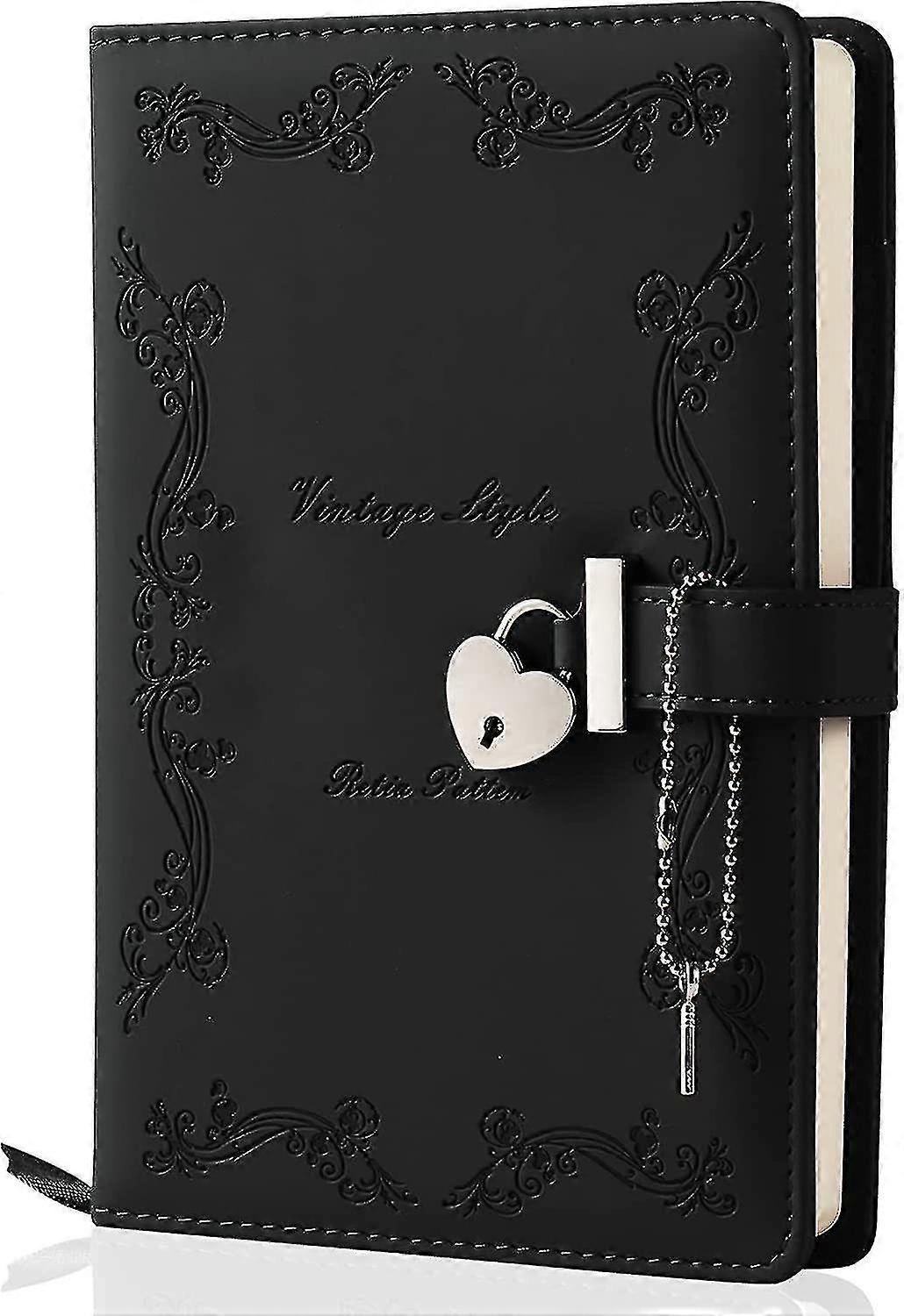 Girls' Heart-shaped Diary, 360 Pages, Leather Material with Lock, Inkproof and Durable for Keeping Secrets