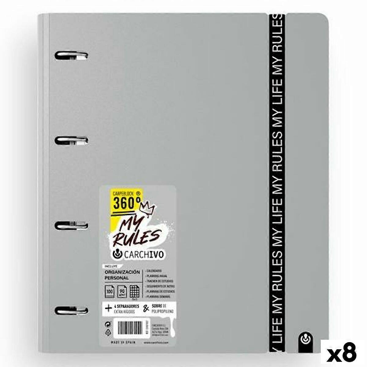 Ring binder Carchivo CARPEBLOCK 360 MY RULES Grey A4 (8 Units)