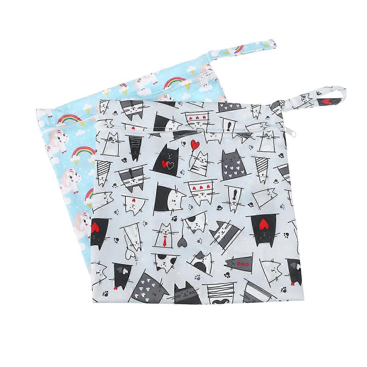 Waterproof Diaper Organizing Pouches 2 Pcs For Daily Use Travel And Home Assorted Color With Adorable Pattern