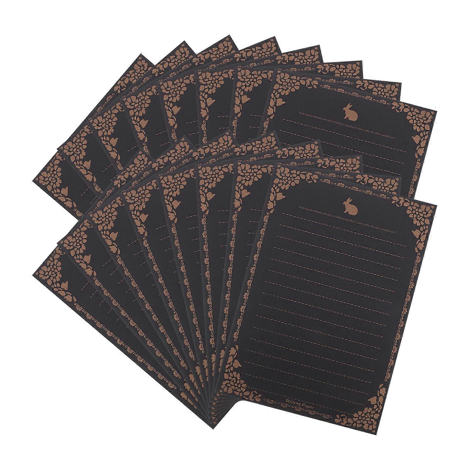 Cute Black Letter Paper for Writing Use with Chic Patterns and Paper 50 Sheets
