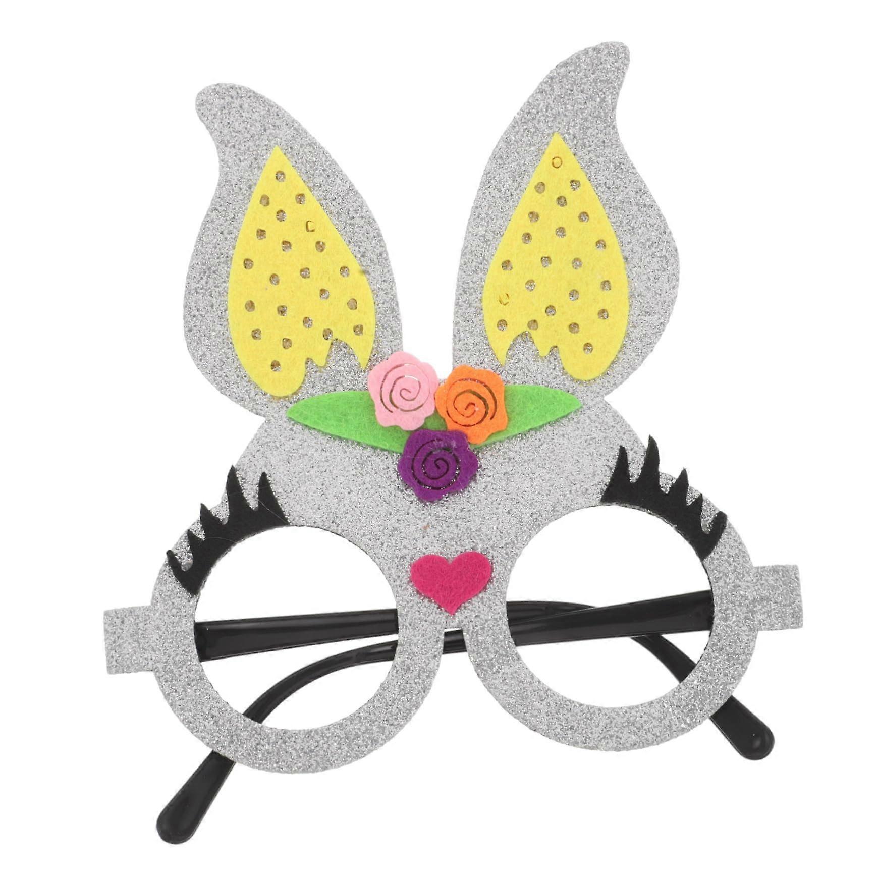 Osterhasenbrille und Osterhasenmaske Zubehör für die Osterparty, Silikon Bunny Masken in Silber für Kinder und Erwachsene
