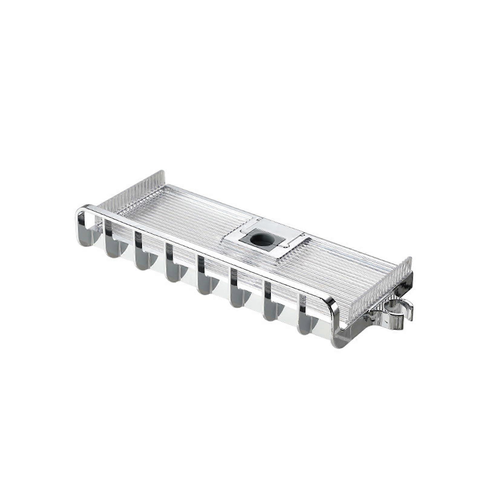 Adjustable shower shelf for 19 mm 25 mm rails, no drilling installation, stable bathroom organizer with barrier silver