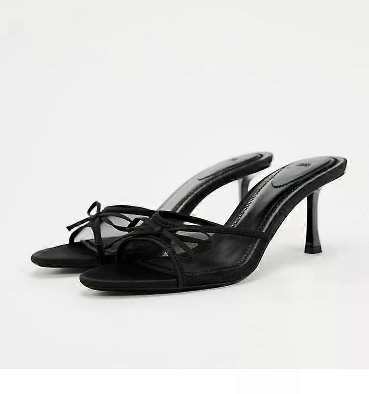 Women's Open Toe Stiletto Sandals Large Black Retro Summer Spring