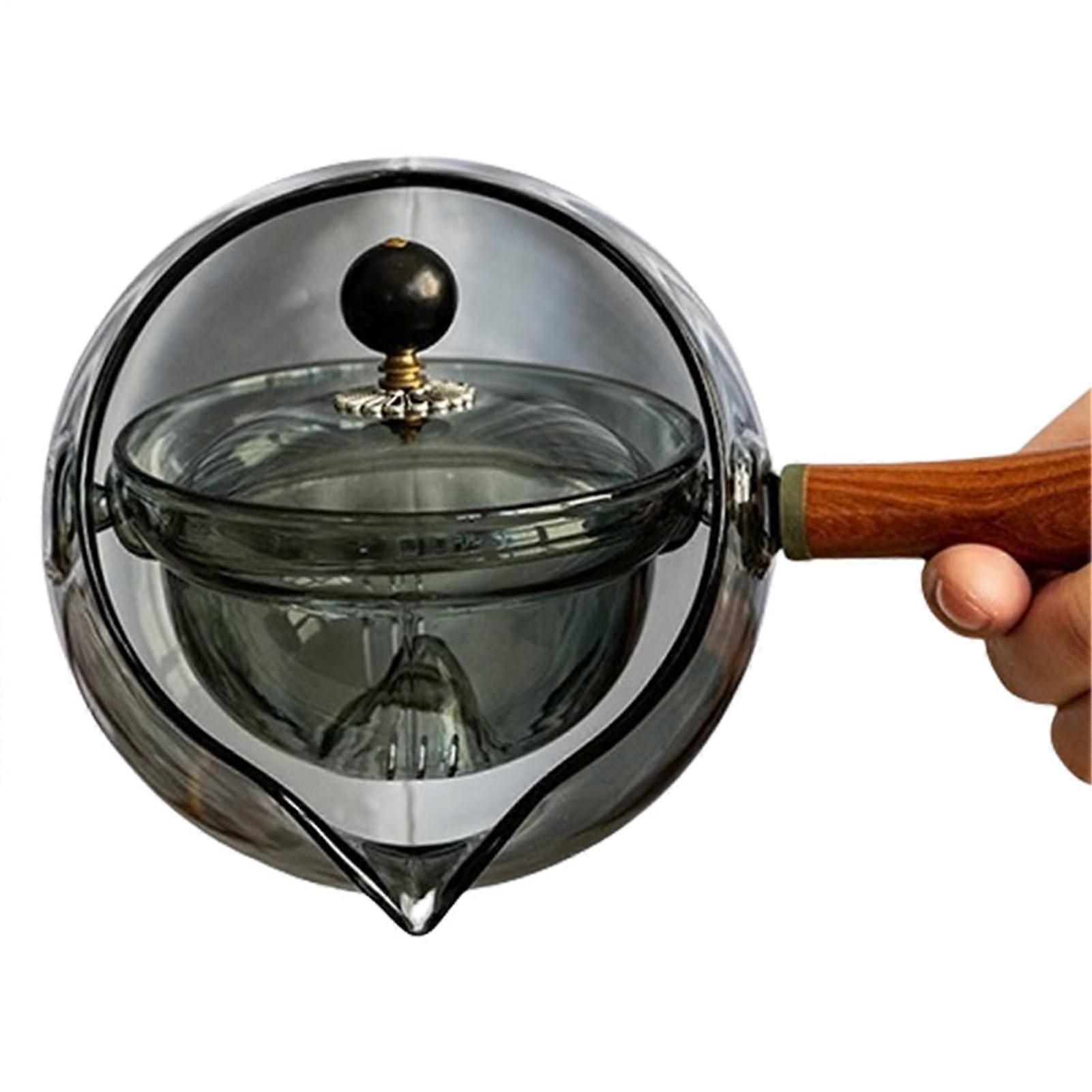 Rotating Glass Teapot with Removable Infuser  500ml Therbe for Blooming Tea and Loose Leaves  Heat Resistant Teapot and Dishwasher Ideal for Use