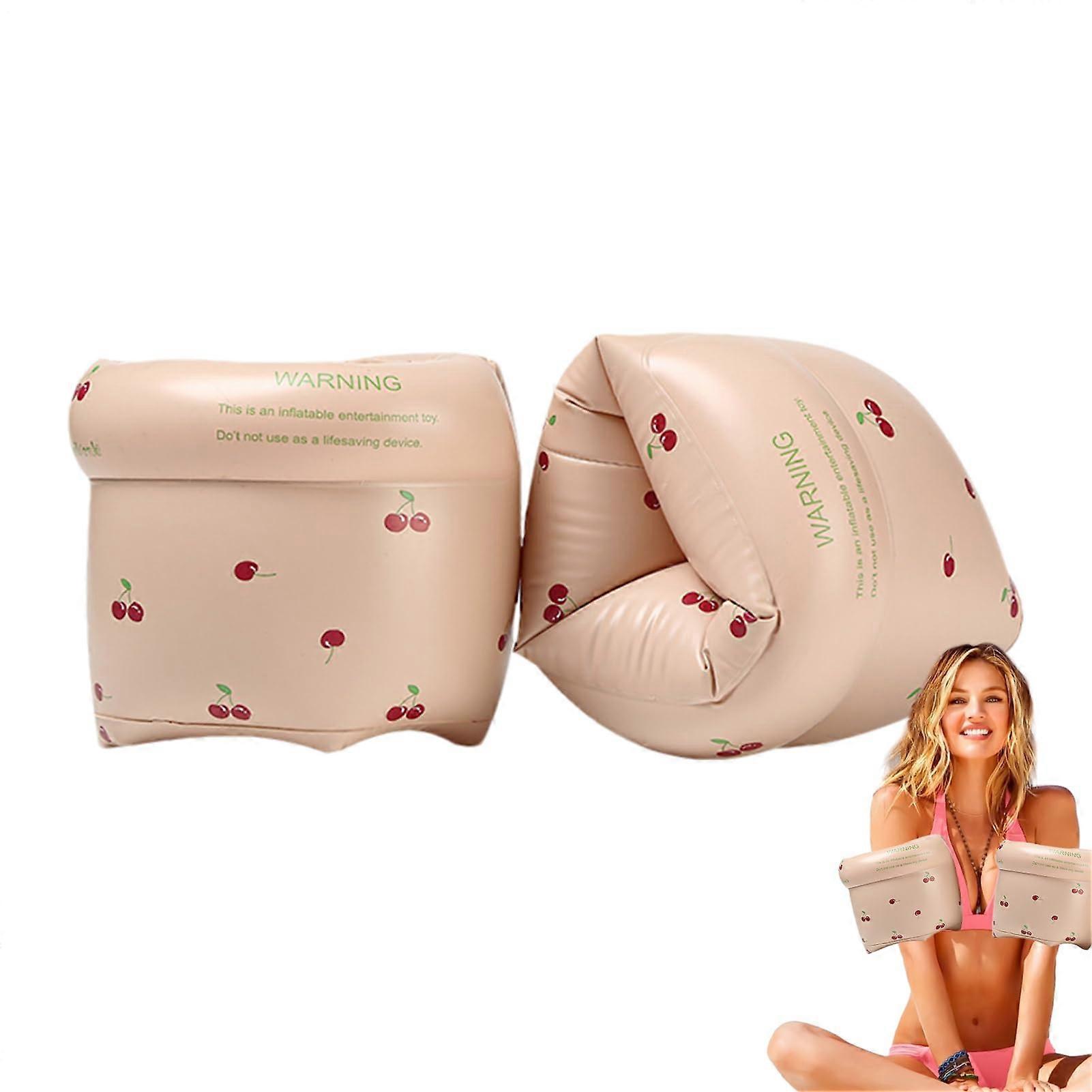 Inflatable Swimming Arm Bands for Children - Durable PVC Water Wings, Adjustable, Lightweight, Comfortable, Vintage Cherry