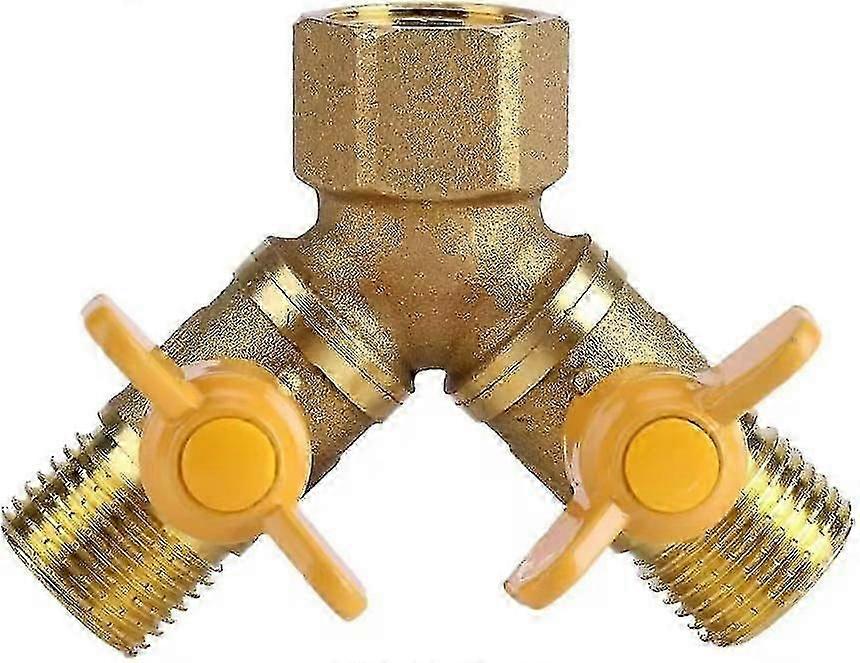 2025 Dual Tap Hose Connector- Brass Garden Irrigation 2 Way Double Tap Hose Adapter Dual Faucet Connector(1pc, Gold)
