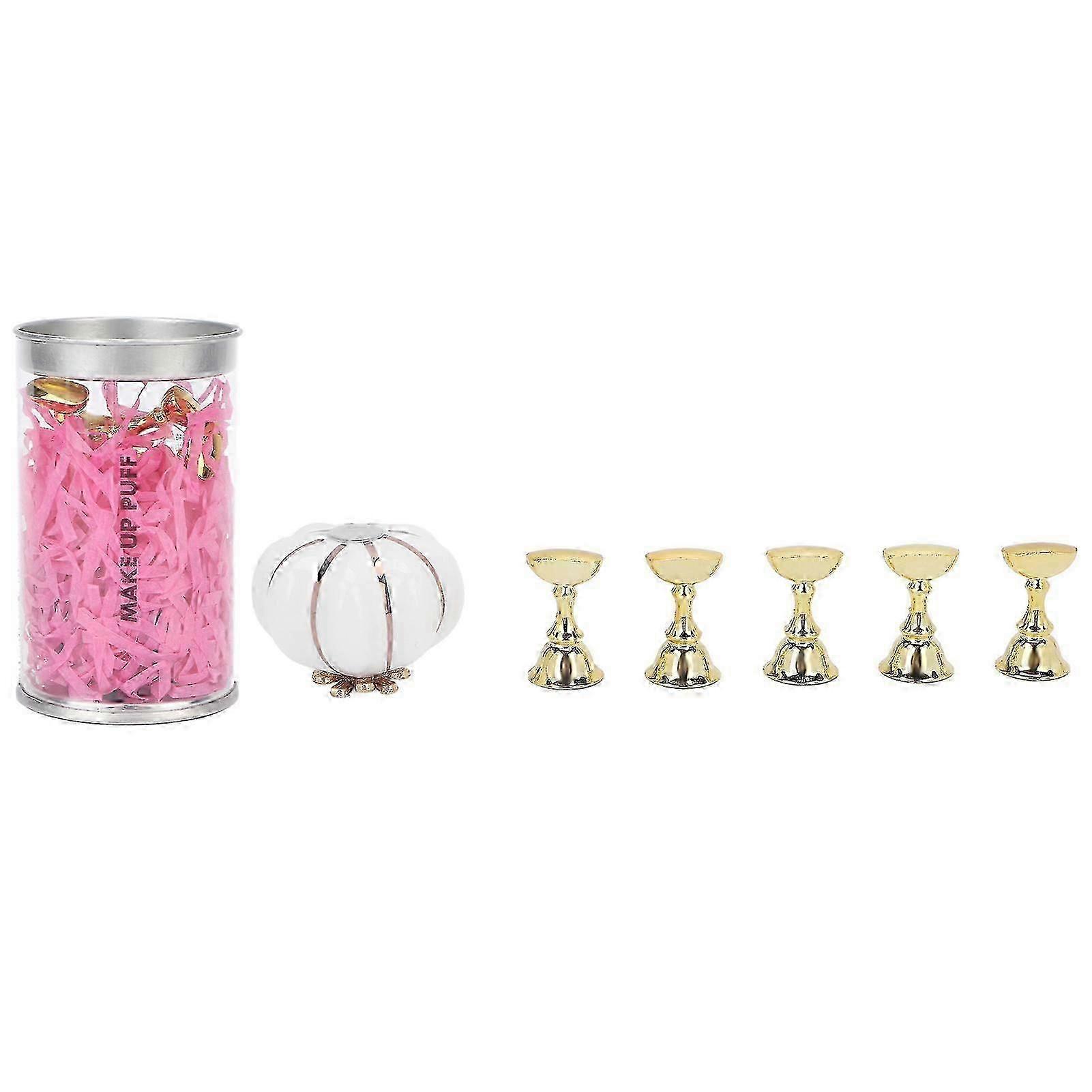 Ceramic pumpkin-shaped nail display stand, salon DIY golden magnetic nail tip