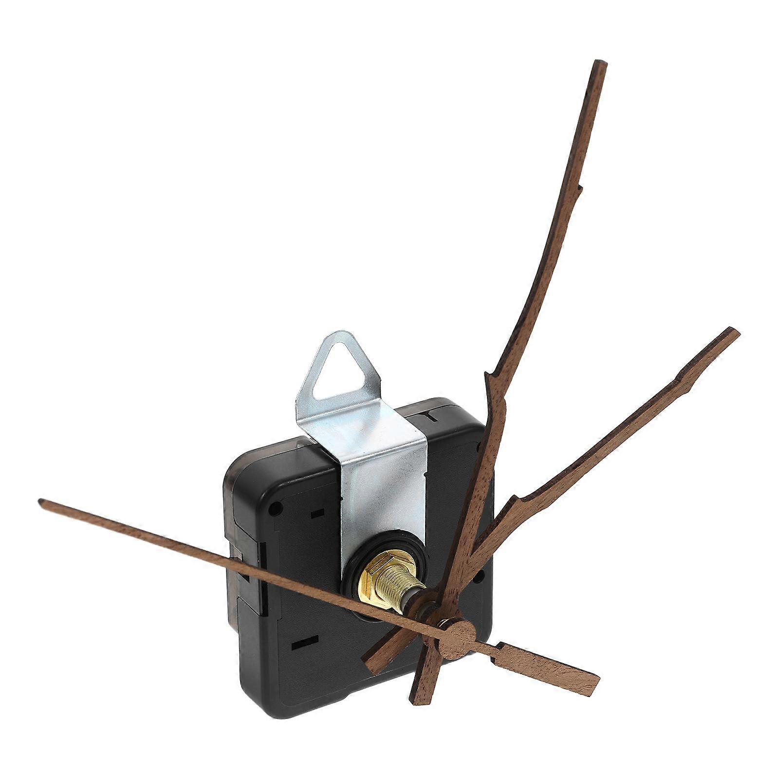 Battery Operated Quartz Clock Mechanism Kit with Walnut Wood Hands – Silent Movement, Easy Assembly, Complete Accessories for DIY Clock Repair and