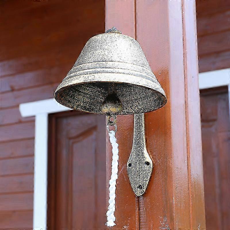 Cast Iron Dinner Bell with Bracket,Outdoor Hanging Dinner Bells,(Size:11.5x14cm)