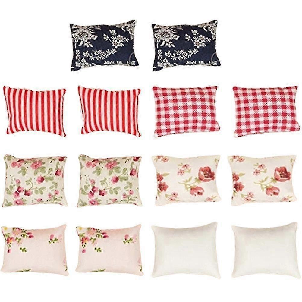 14pcs Mini House Sofa Back Cushion Miniature Sofa Throw Pillows Mini Model