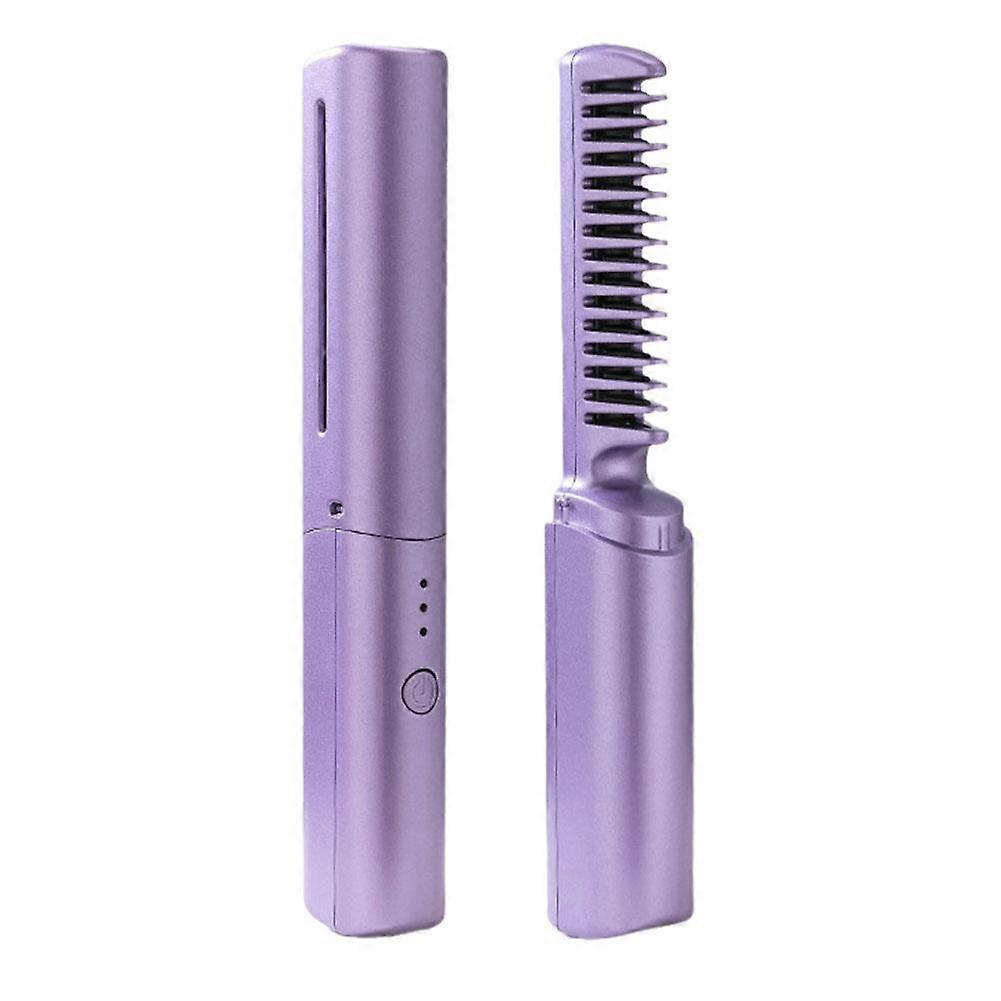 2-in-1 Pink Green Wireless Hair Hot Comb for Fluffy Roots & Double Heat Protection, Easy One-Hand Operation, High Efficiency