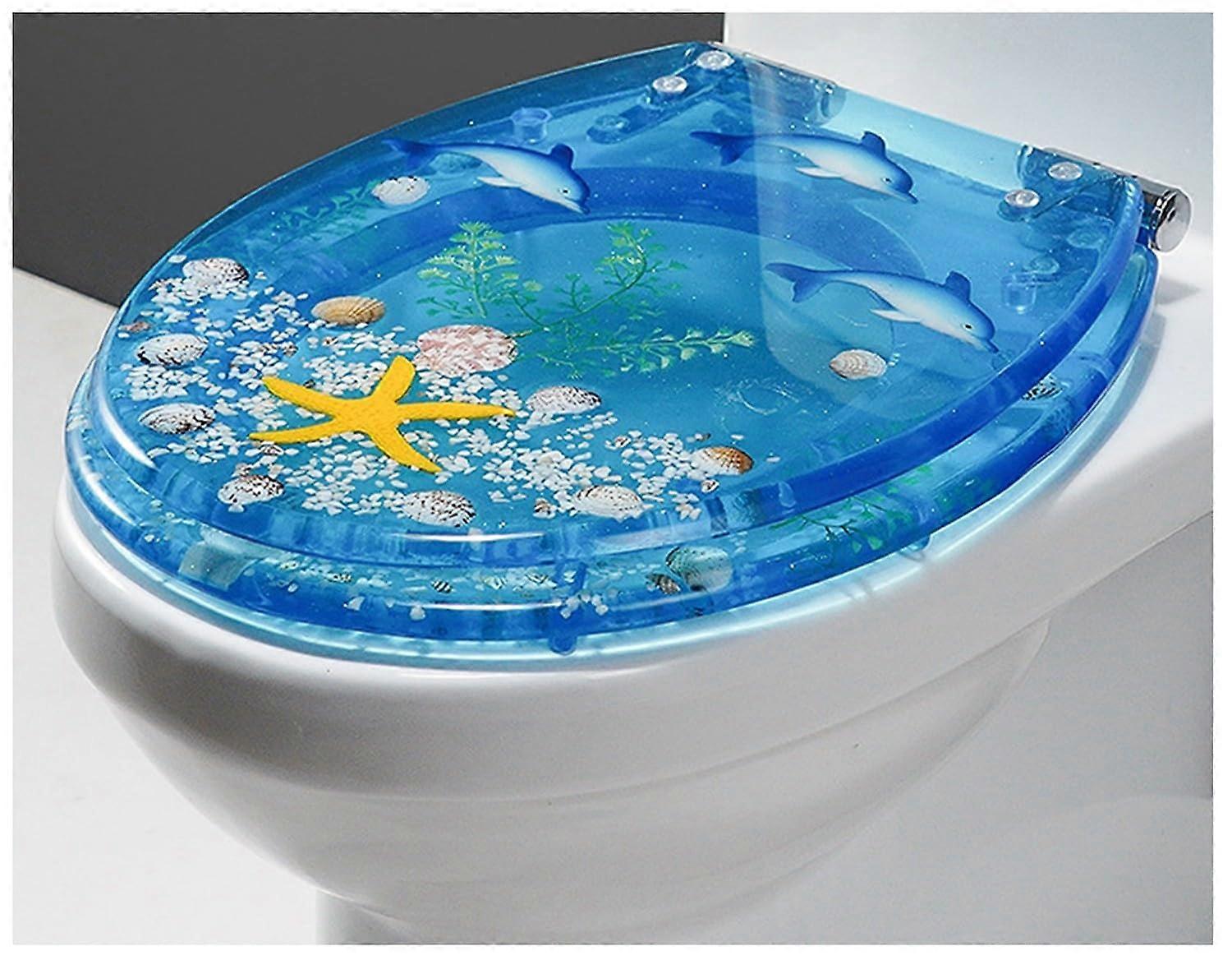 Glitter Toilet Seat SoftClose Fix, Blind Hole Fix, Standard Fix, Resin Toilet Seat with Quick Release Lid