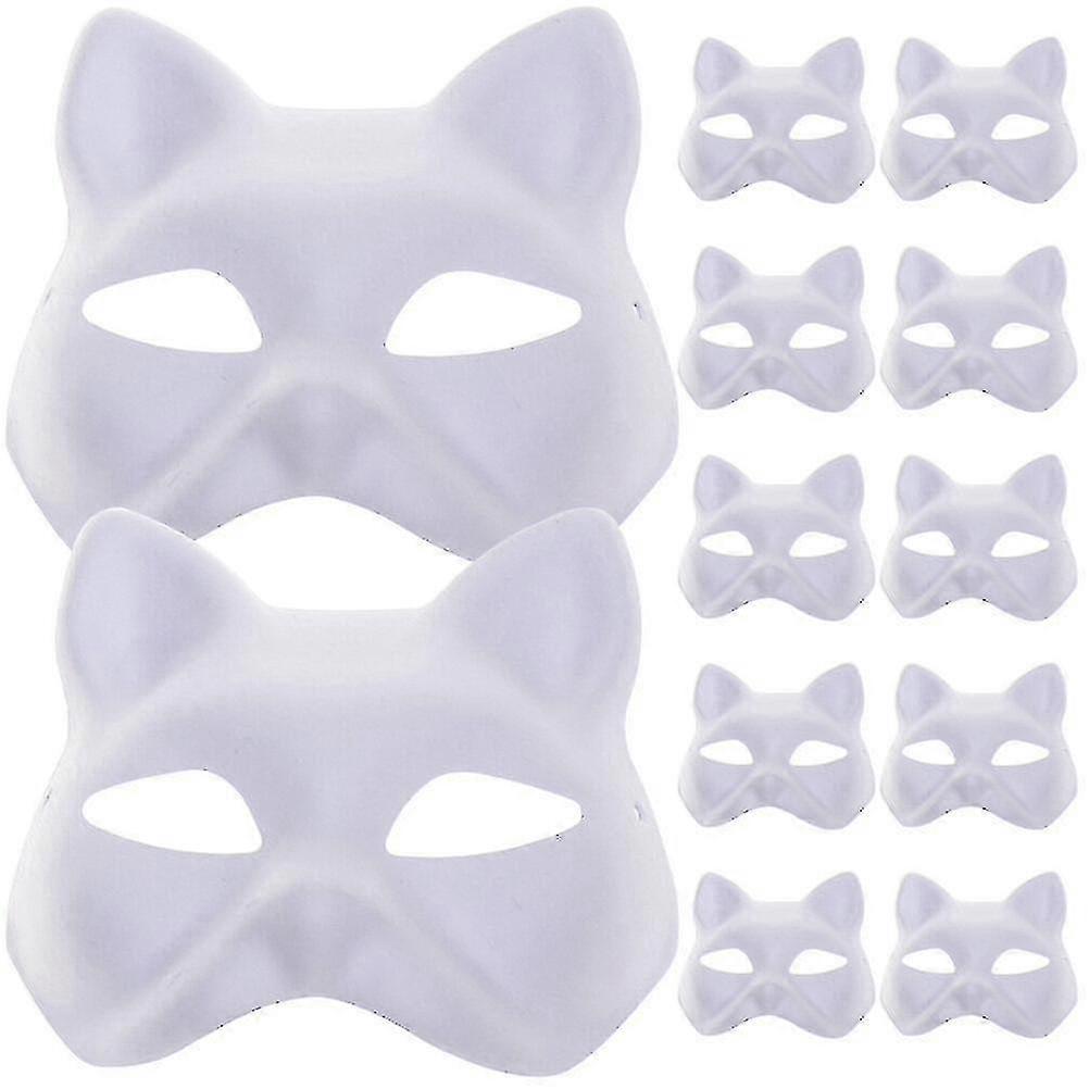 Cat masks, 12-piece set, made of durable paper, easy to DIY, suitable for multiple occasions