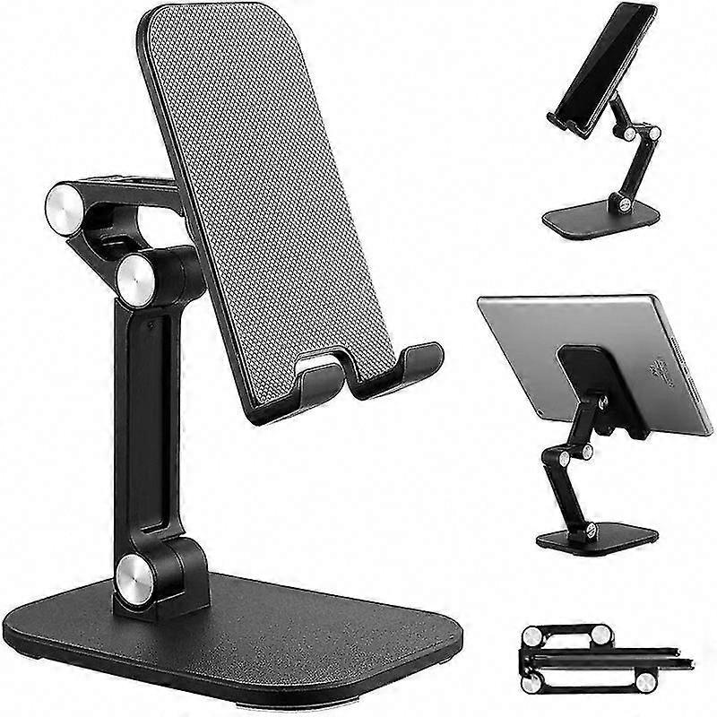 Adjustable Phone Stand for Desk, Foldable Holder Compatible with 4-12.9 Inches, Height & Angle Adjustable