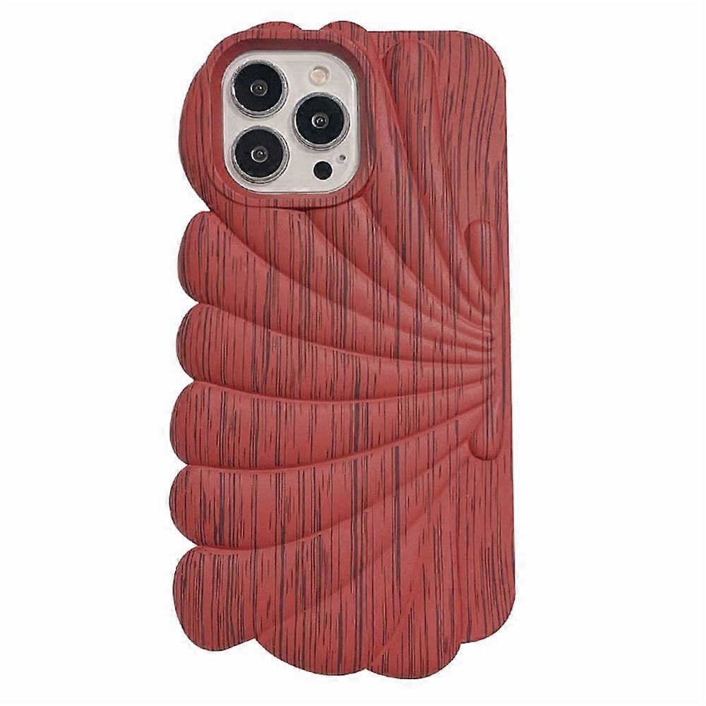 Compatible For iPhone 13 Pro TPU Case Seashell Shape Wood Texture Anti-Scratch Soft Phone Cover