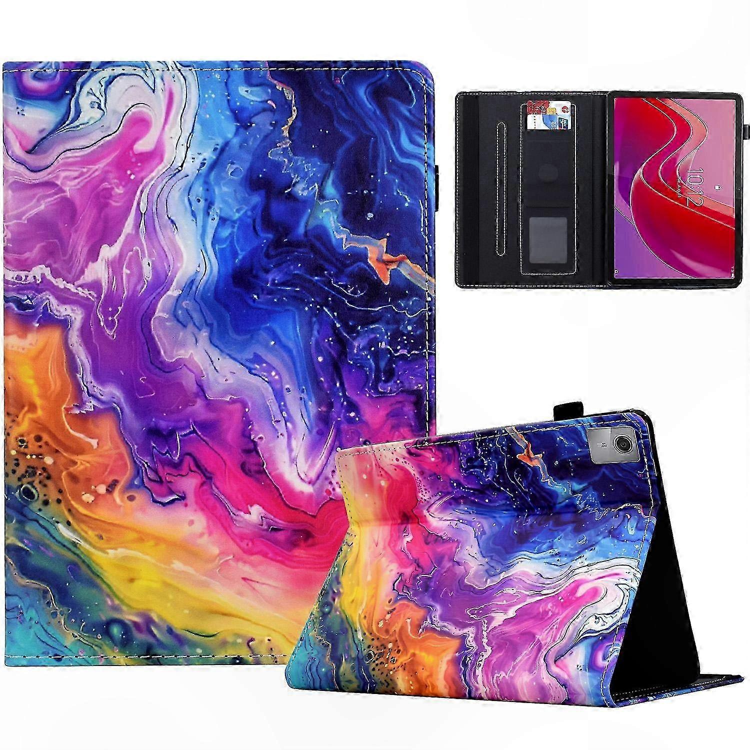 Pattern Printed Leather Case with Card Holder and Stand for 11-inch Tablets