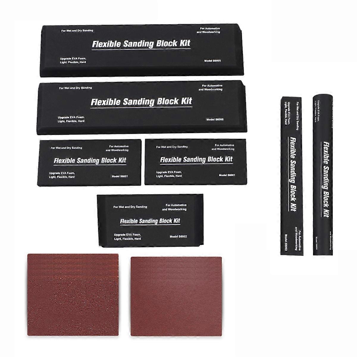 7PCS EVA Sanding Block Set Flexible EVA Foam Car Sanding Block Wet or Dry Home Sanding Tool with 10