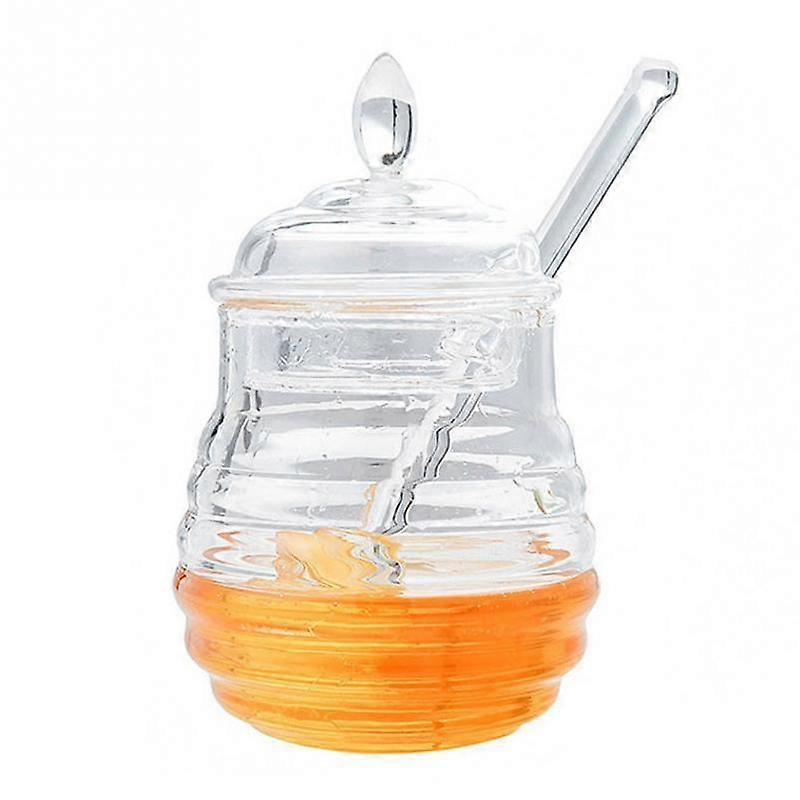245ml Transparent Beehive Shaped Honey Jar With Dripper Stick For Storing And Dispensing
