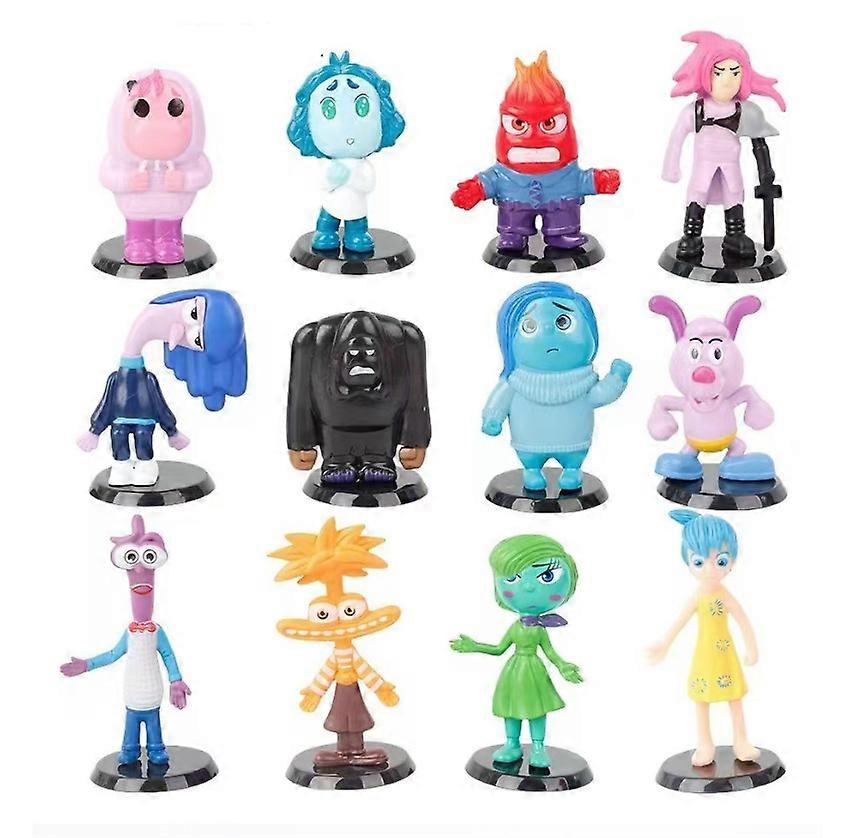12pc Inside Out 2 Action Figure Toy Cartoon Movie Joy Anxiety Anger Sadness Disgust Fear Model Doll Figurines 8-10cm