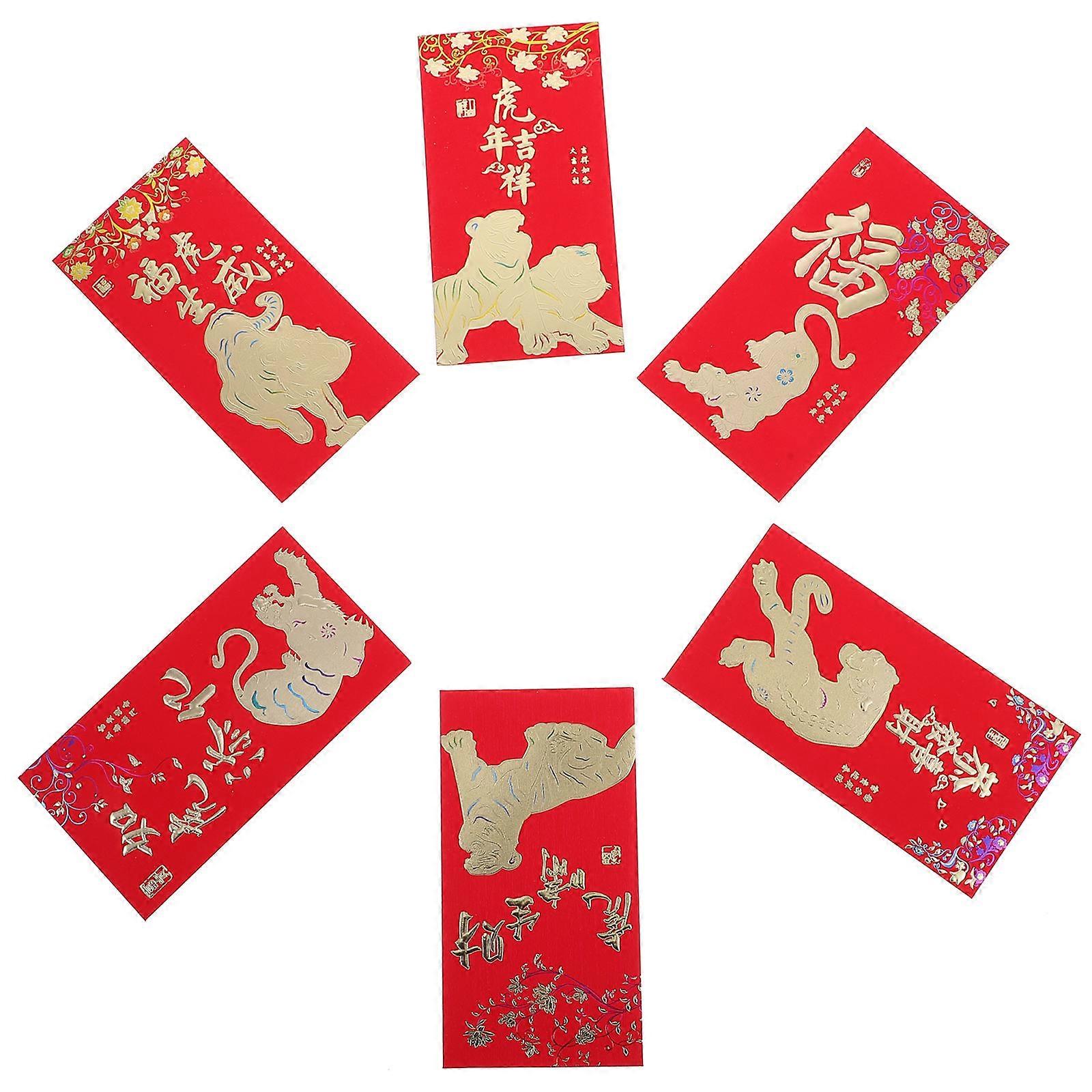 Tiger Year Red Envelopes for Storage Use 18Pcs Red Money Packets Paper Material