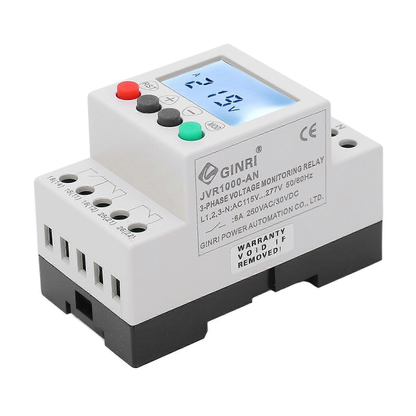 LCD 3 Phase 4 Wire Voltage Monitoring Relay Undervoltage Overvoltage Protection Relay 115277VAC