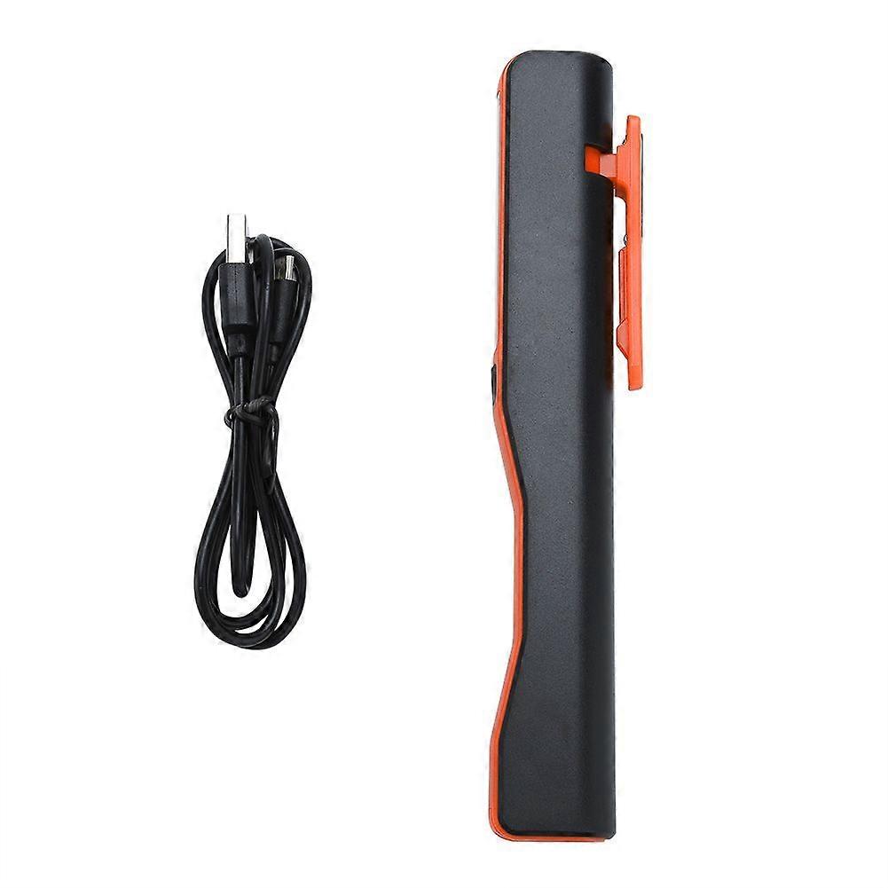 Rechargeable COB LED Flashlight Hand Pocket Pen Work Light with Magnetic Rotating Clip Orange