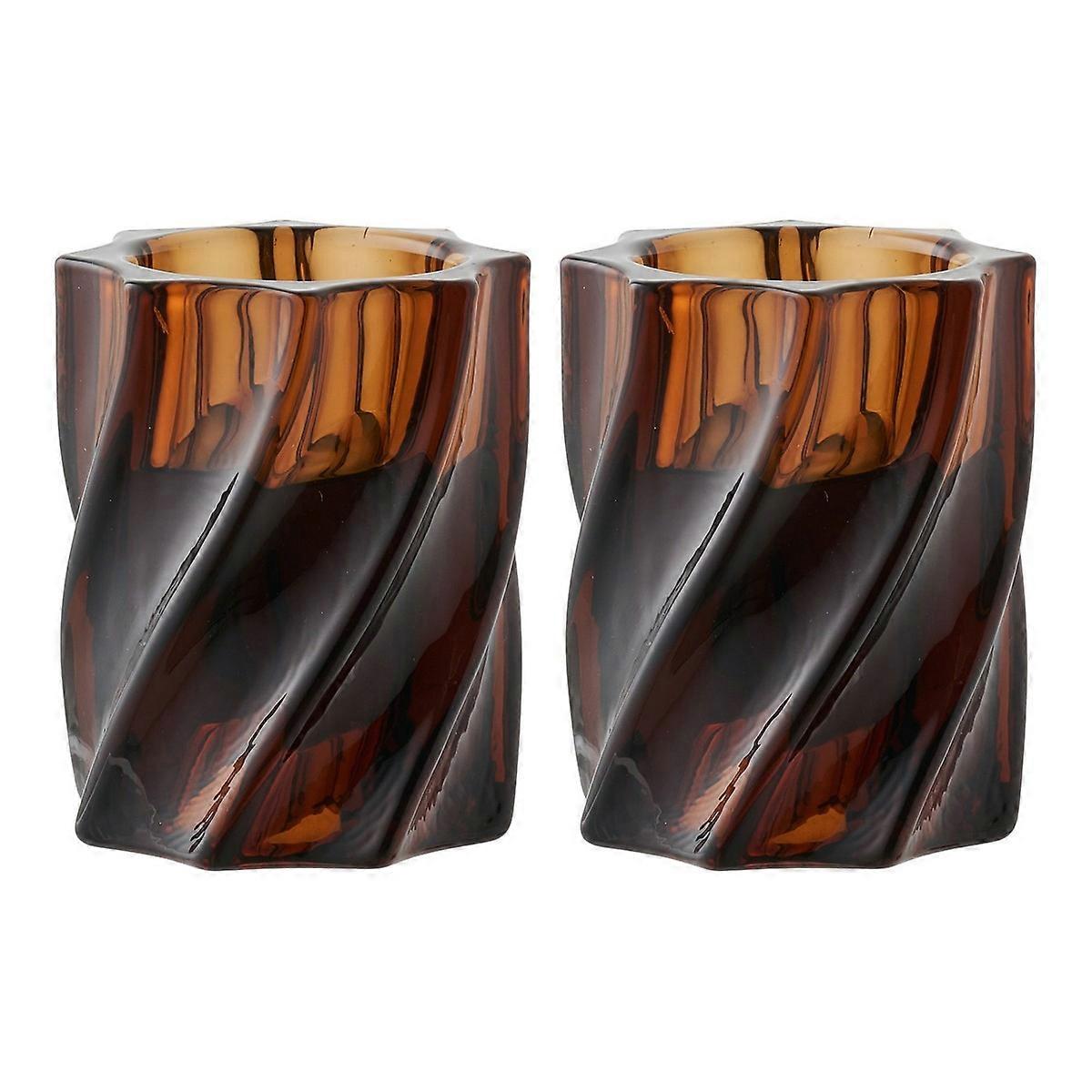 Kerzenhalter HN24, Braun, Glas, 6x6x7,5 cm