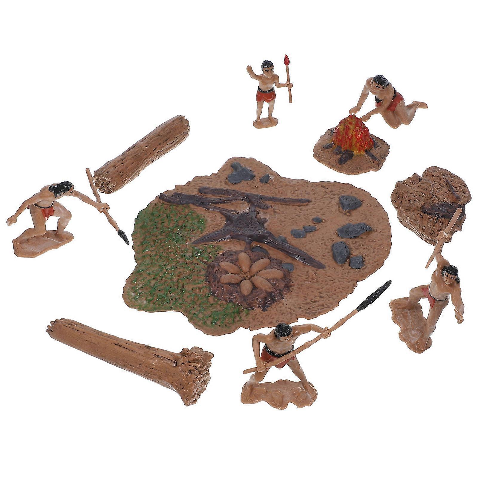 Model Miniatures Miniature Primitive Men Figurines Home Desktop Assorted Color Plastic Educational 1Set