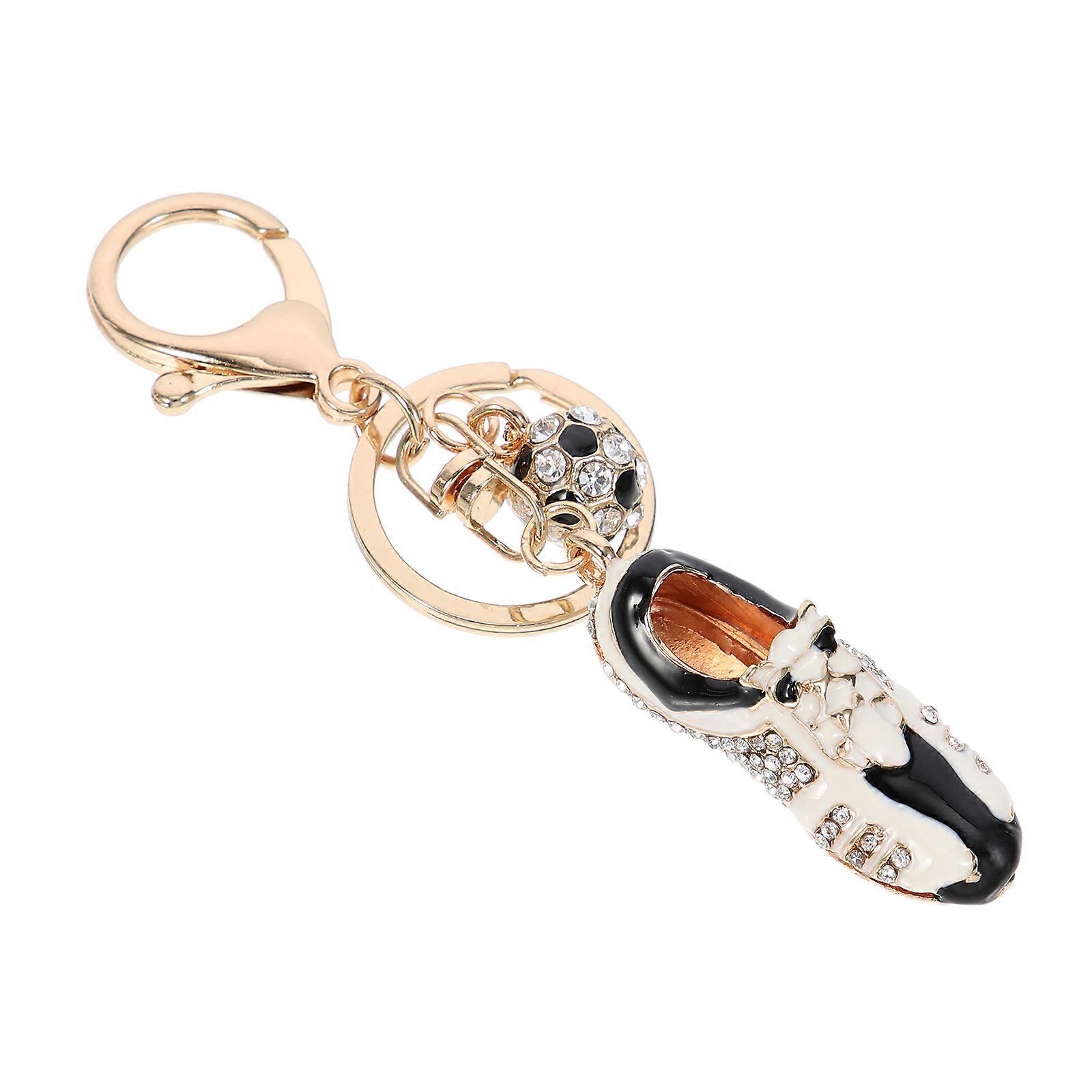 Soccer Key Ring for Hanging Keys with Rhinestone Inlaid Football Pendant