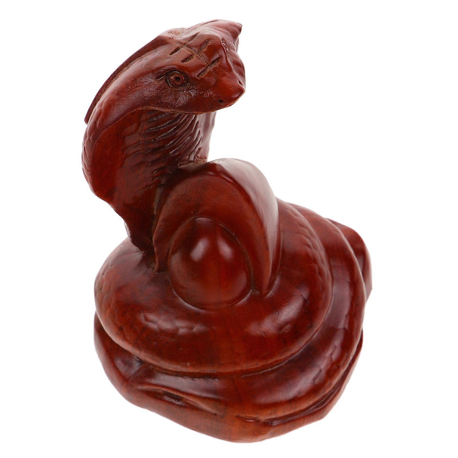 Wooden Carved Snake Sculpture for Decoration 2Pcs Realistic Animal Statue
