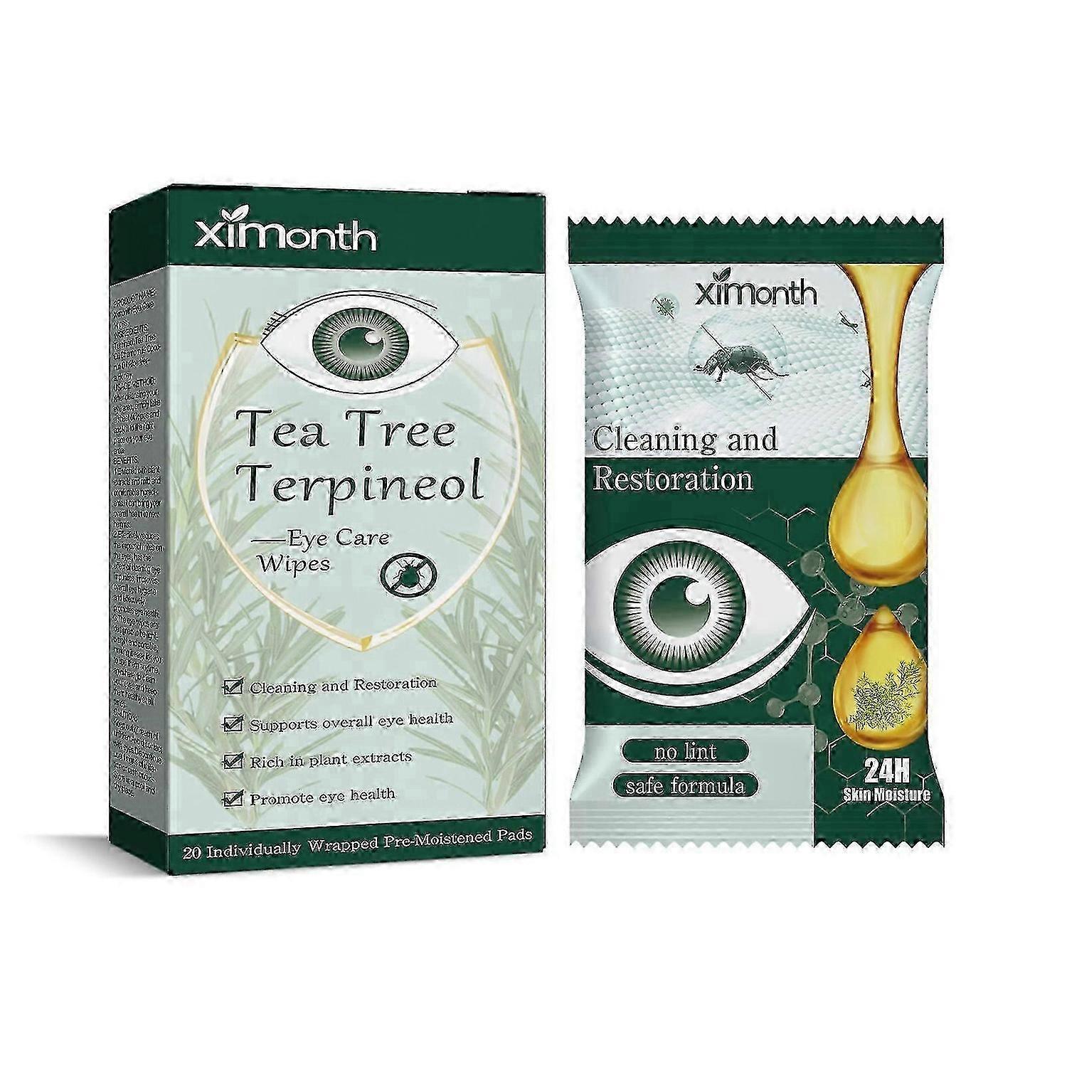 Tea Tree Oil, Μαντηλάκια Βλεφάρων &; Βλεφαρίδων Με Υαλουρονικό Οξύ, Πράσινο Τσάι &; Χαμομήλι Για Βλεφαρίτιδα, Φαγούρα &; Κριθαράκι Μάτια, Ατομικά Τυλιγμένο, Φυσική Βλεφαρίδα