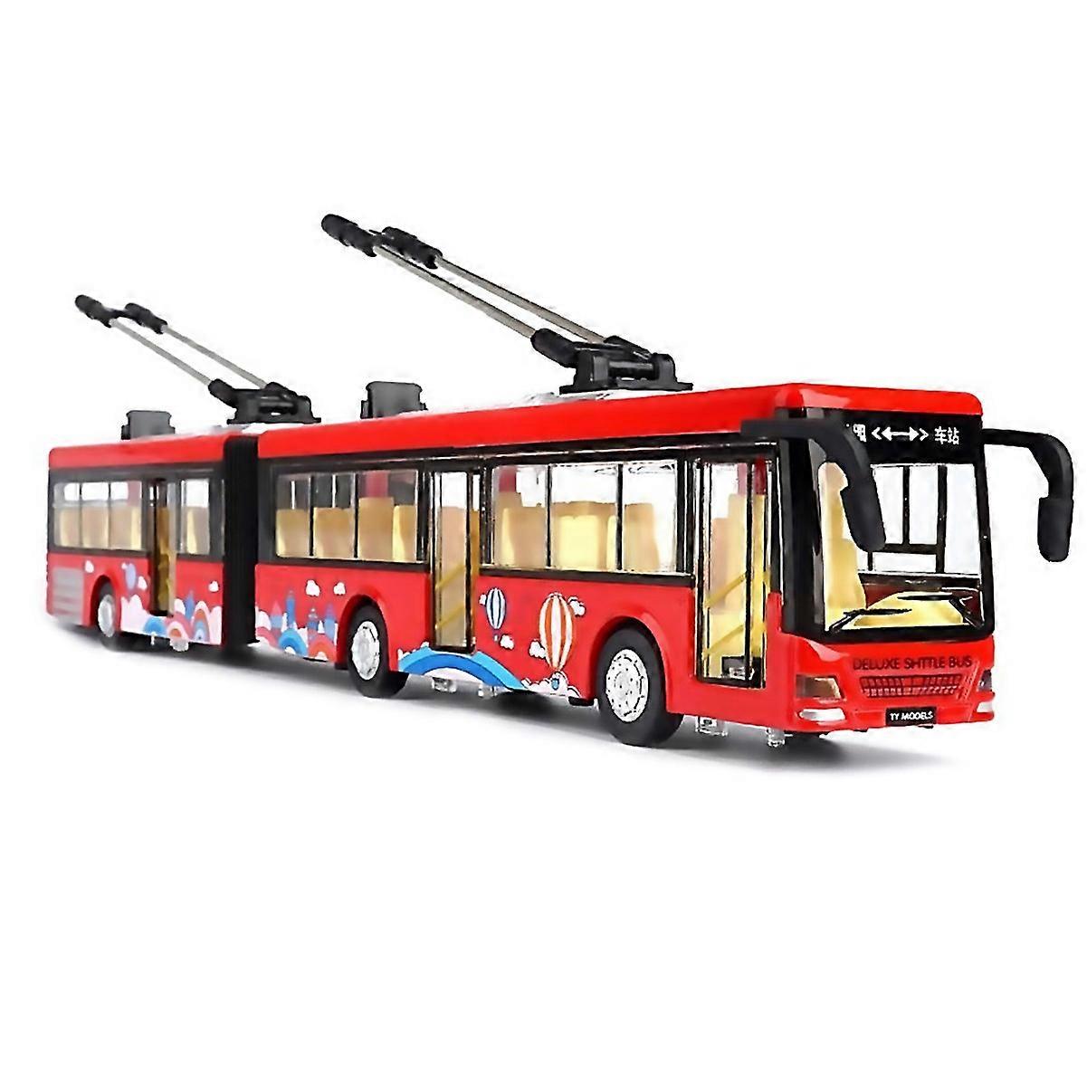 For High Simulation 150 Alloy Pull Back Double Bus City Bus Model Red