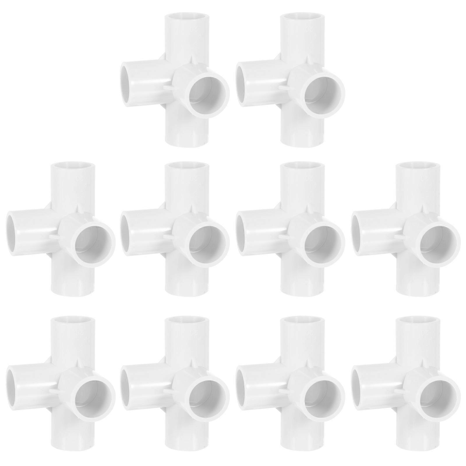 Water Corner Connector Four-Way Connector for Water Tube 20Pcs White PVC