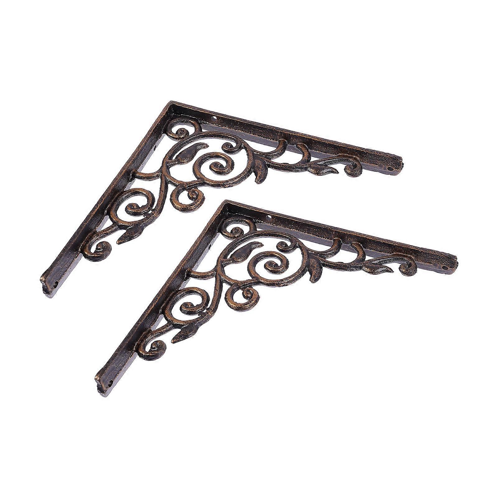Iron Shelves Support Wall Rack Support for Storage Use 2Pcs Golden