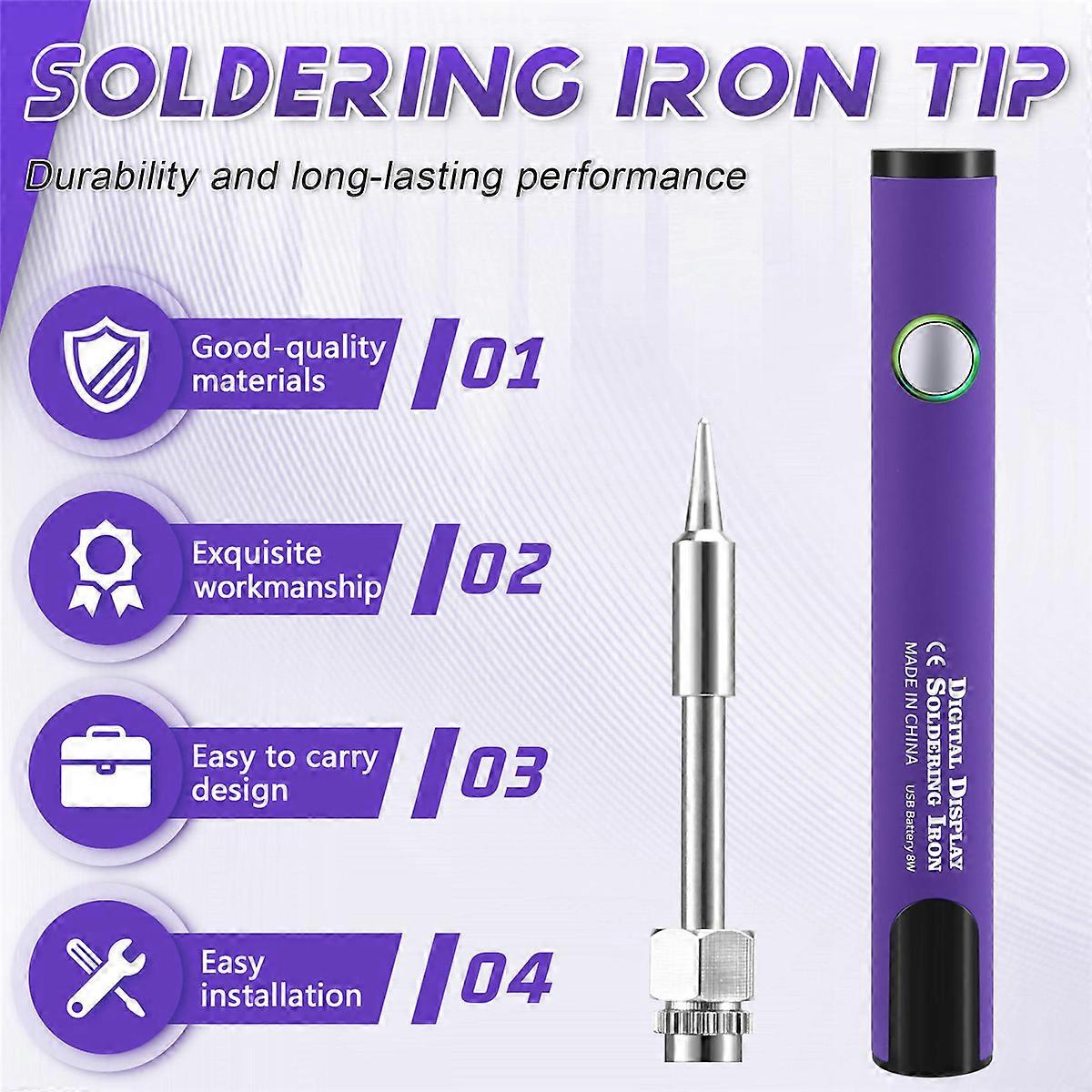 510 Thread Mini Soldering Iron Kit 3-Gear Adjustable Voltage Violet