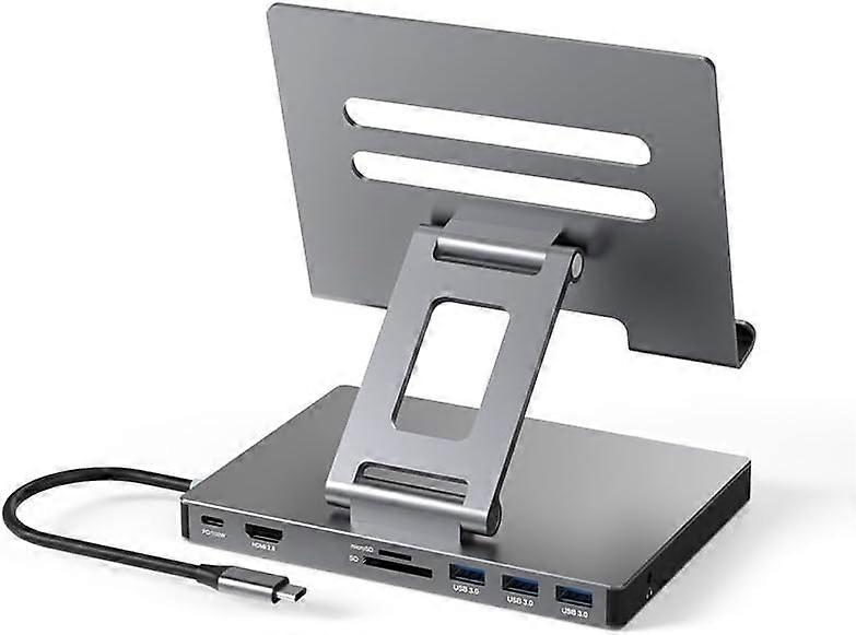 USB C Hub Stand For iPad Pro M4 M2 M1 11/12.9/13 iPad Air 4K HDMI 60Hz, PD, SD/TF Card Reader, 3 USB 3.0, 3.5mm Audio