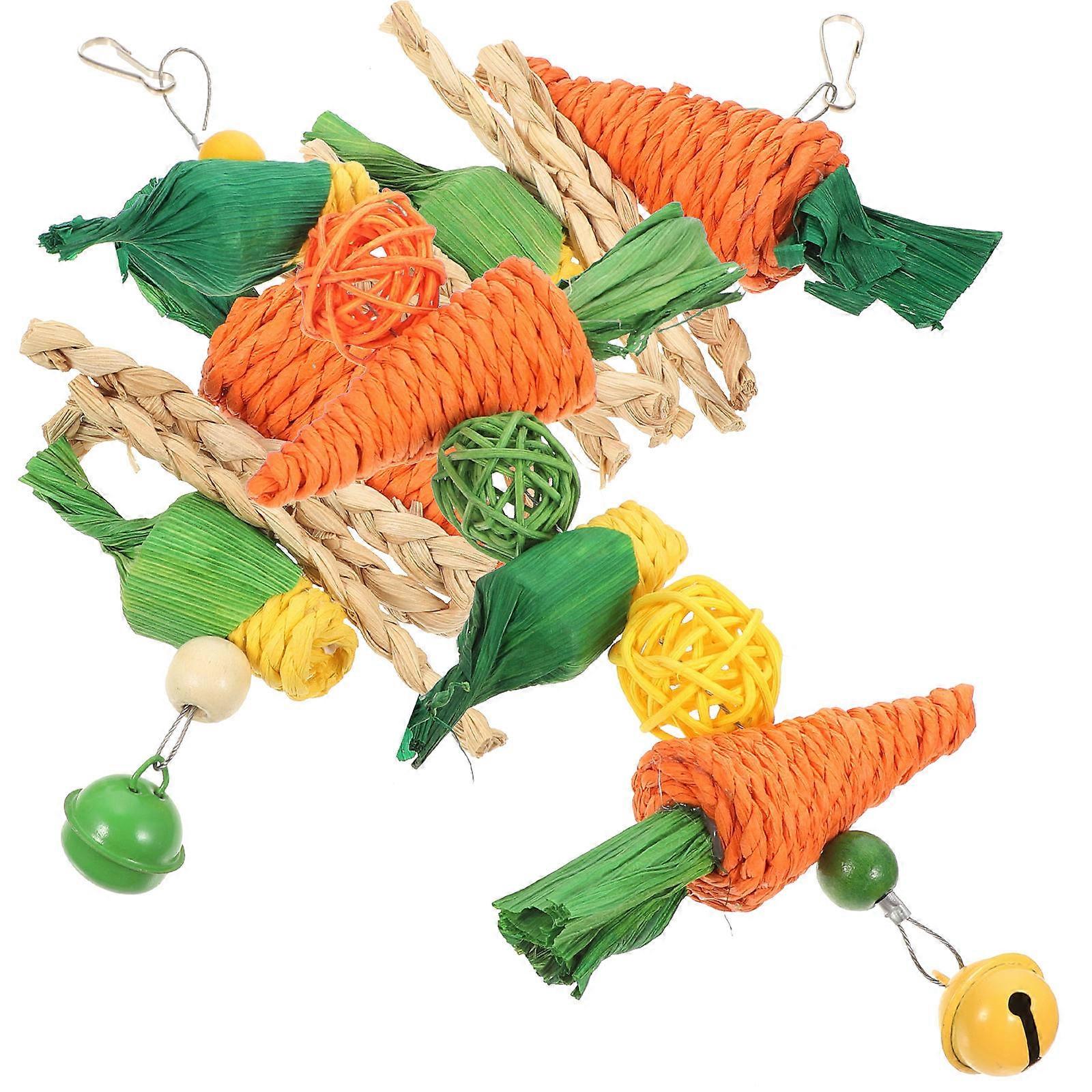 Chewing Bird Toy Hanging Parrot Toy for Playing 4Pcs Colorful Parrot Supply
