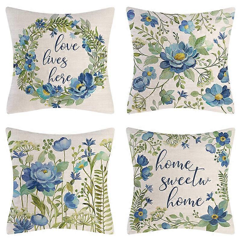 Spring Pillow Covers 18X18 Set of 4 Farmhouse Throw 