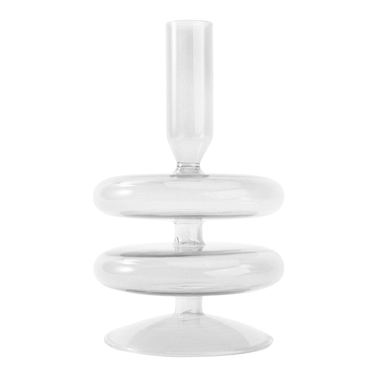 Glass Candleholder for Decorative Use with 4Pcs Transparent Table Candlestick