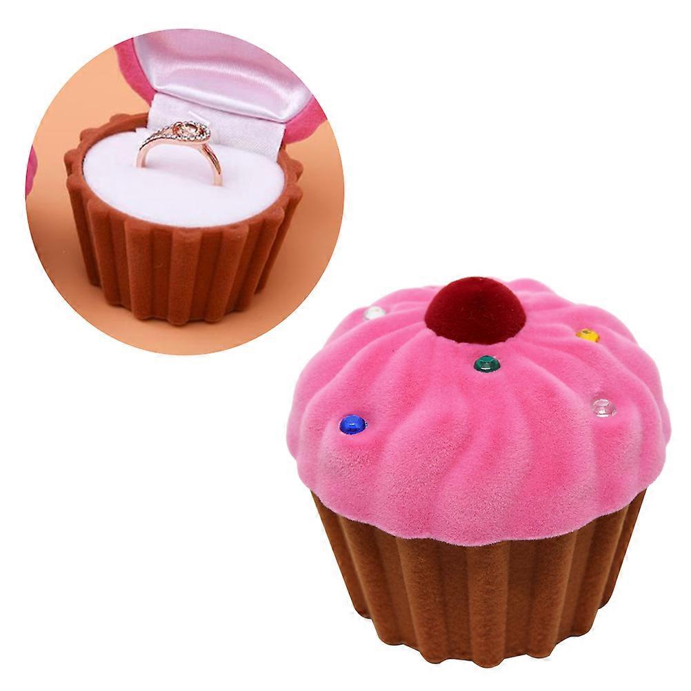 Mini Ring Storage Box Cake Cup Shape for Storage 3Pcs Pink Jewelry Case